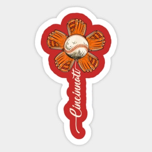 Cincinnati baseball flower Sticker